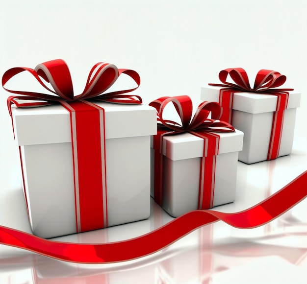 Gifts with red ribbons