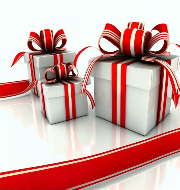 Gifts with red ribbons