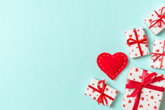 gifts with ribbon and textile hearts