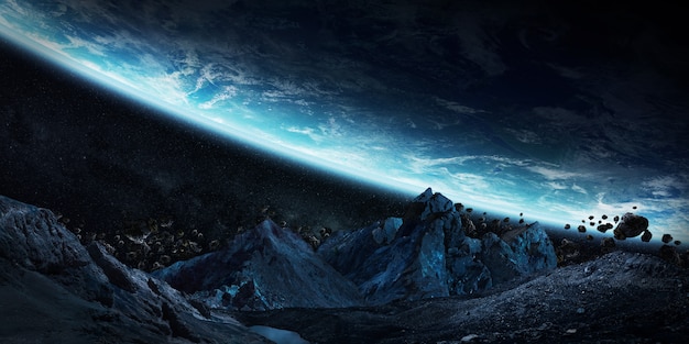 Gigantische asteroïden op het punt om de 3D-weergave van de aarde te laten crashen