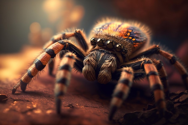 Gigantische hyperrealistische illustratie van een Tarantula-insect in close-upweergave