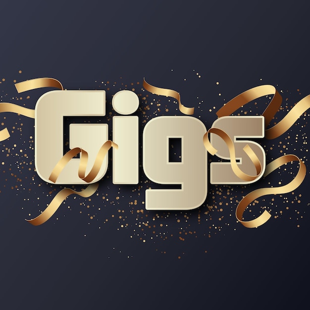 Gigs text effect gold jpg attractive background card photo