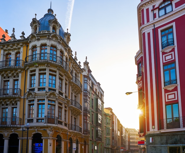 Gijon facades of Asturias in Spain