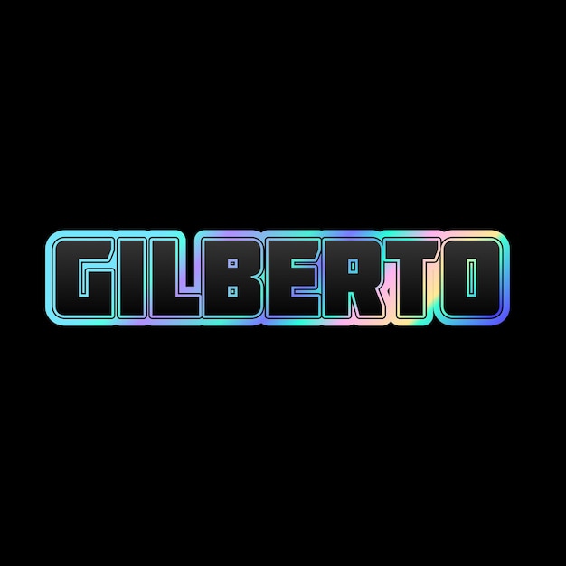 Gilberto typography 3d design yellow pink white background photo jpg