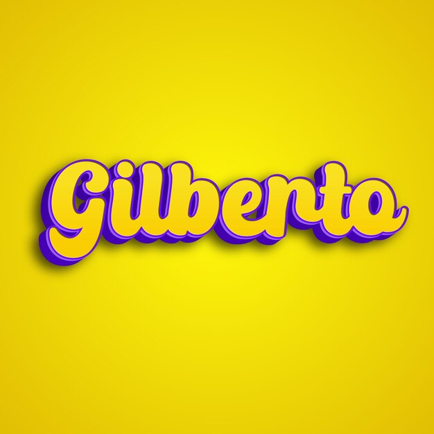 Photo gilberto typography 3d design yellow pink white background photo jpg