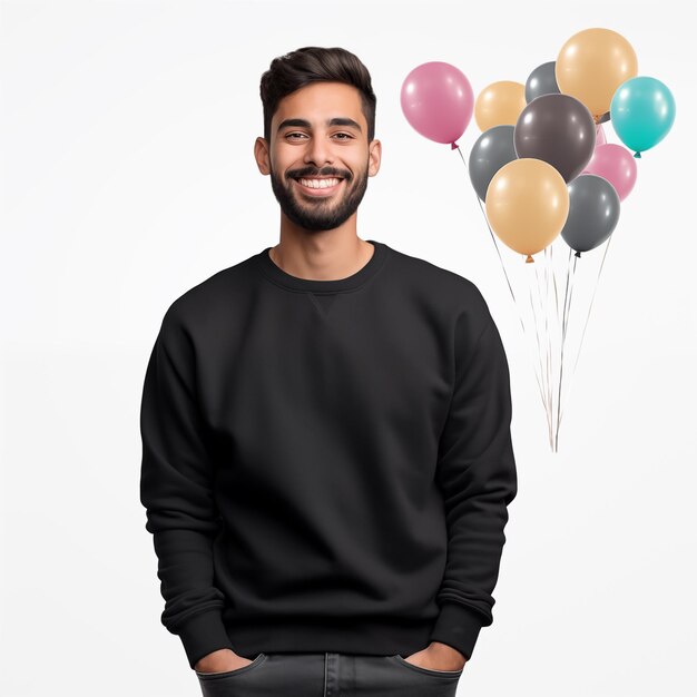 Gildan 18000 Sweatshirt New Years Eve Mockup Crewneck Sweatshirt Closeup Mockup Male Model