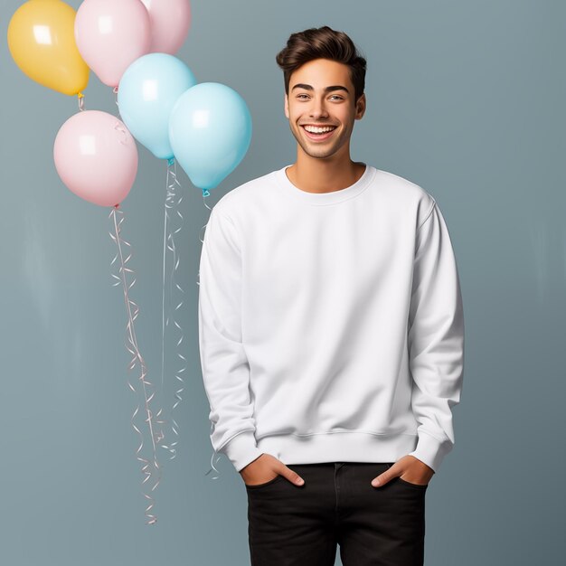 Gildan 18000 Sweatshirt New Years Eve Mockup Crewneck Sweatshirt Closeup Mockup Male Model