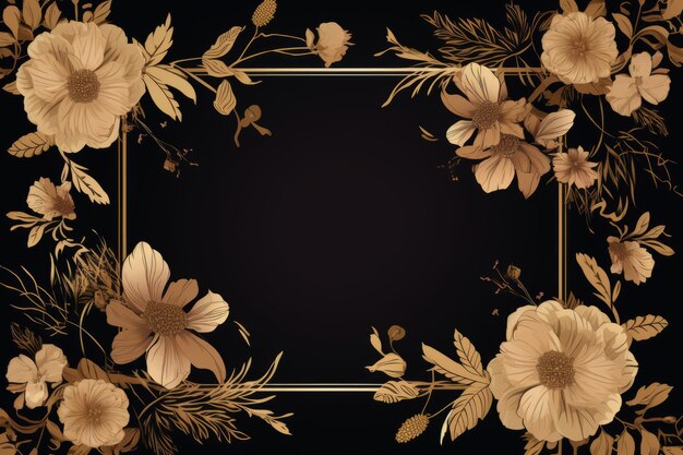 Photo gilded blooms a majestic 32 floral rectangle frame illustration