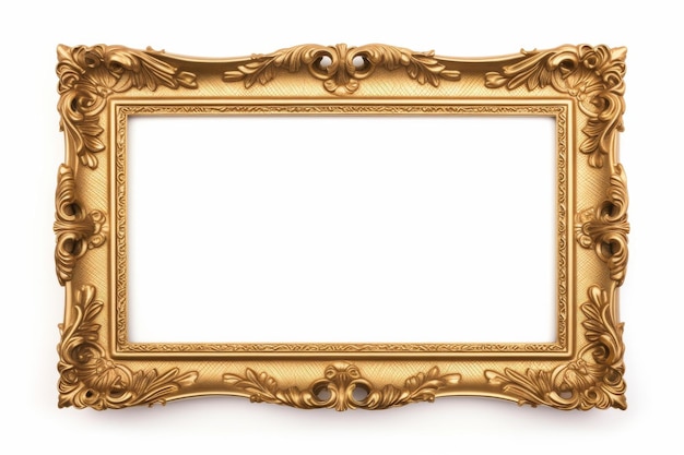 Золотая элегантность Золотая рамка на пустом холсте на белой или прозрачной поверхности PNG прозрачный фон