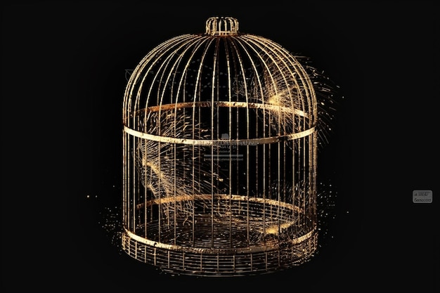 Photo _gilded elegance transparent background with gold wire cage_