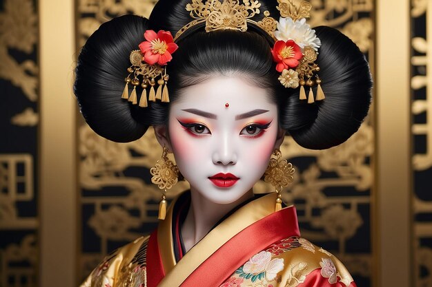 Photo gilded geisha