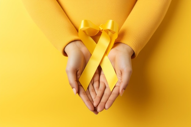 Photo gilded hands uniting against cancer on a golden canvas cancer concept design