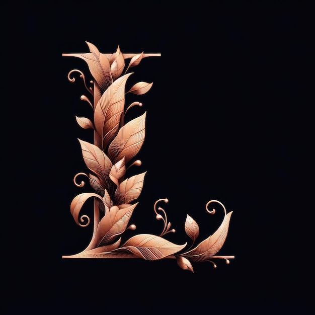 Gilded L in Botanical Harmony