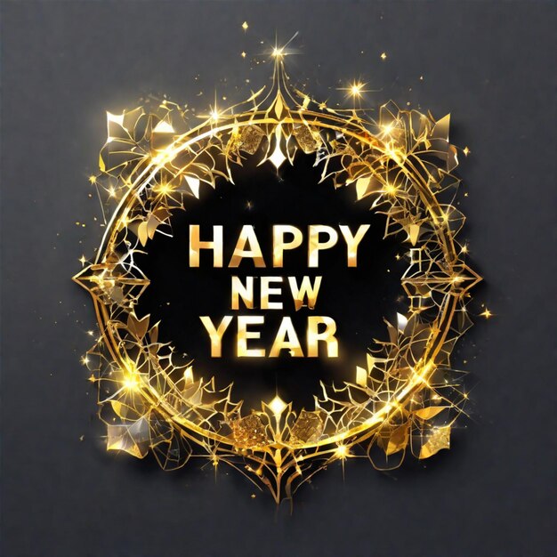 写真 金色の新年祝賀 輝く看板と祝祭の要素 新年おめでとう