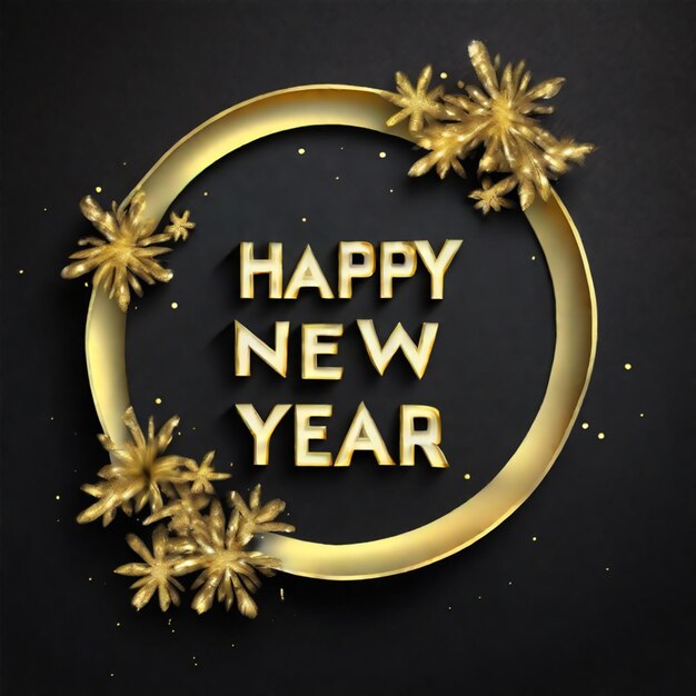 Photo gilded new year celebration shimmering sign and festive elements happy new year
