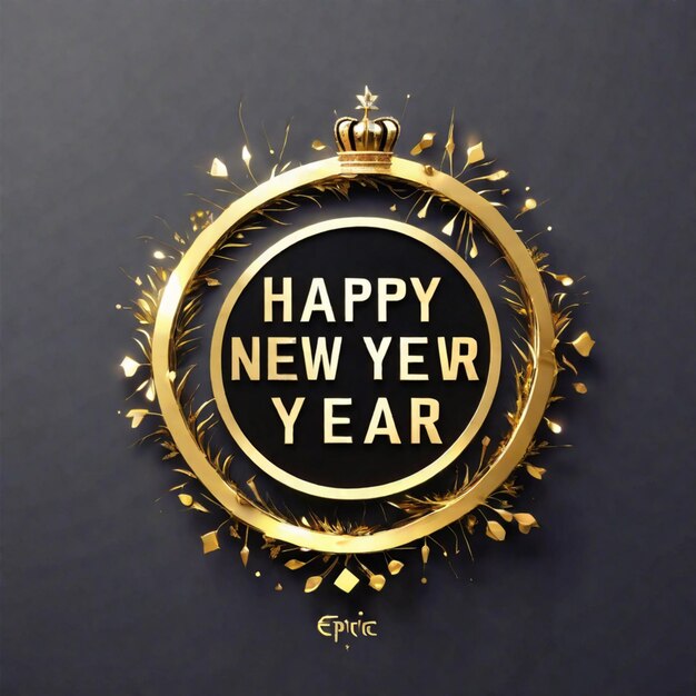 Photo gilded new year celebration shimmering sign and festive elements happy new year