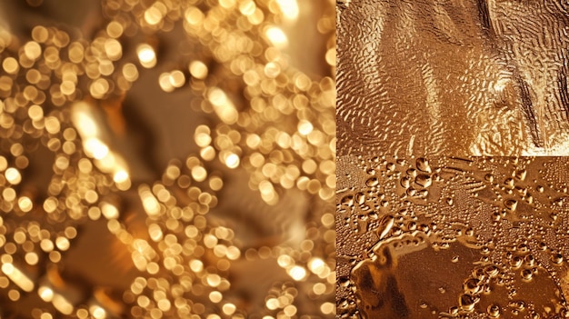 Photo gilded roughness a trio of images showcasing gold foil39s alluring texture and golden radiance