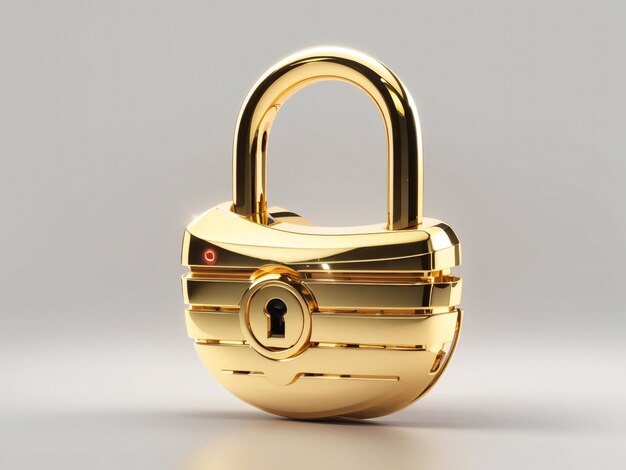 Gilded Security Gold Padlock on Isolated Transparent Background