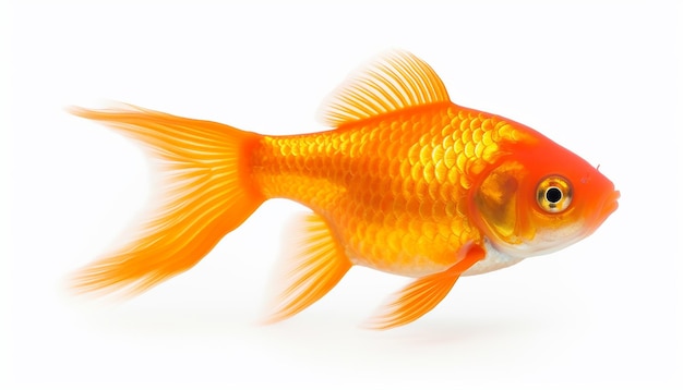 Photo gilded swim one type goldfish elevation side view