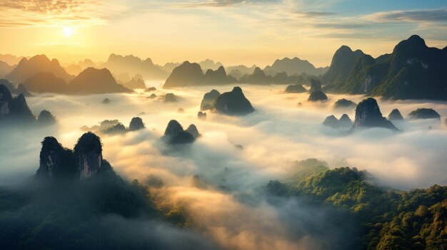 Photo giling capturing the majestic sunrise and natural scenery in china