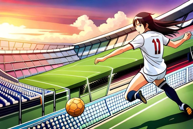 Gilr Soccer ilustration anime