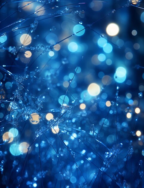 A giltter blue bokeh lights wallpaper