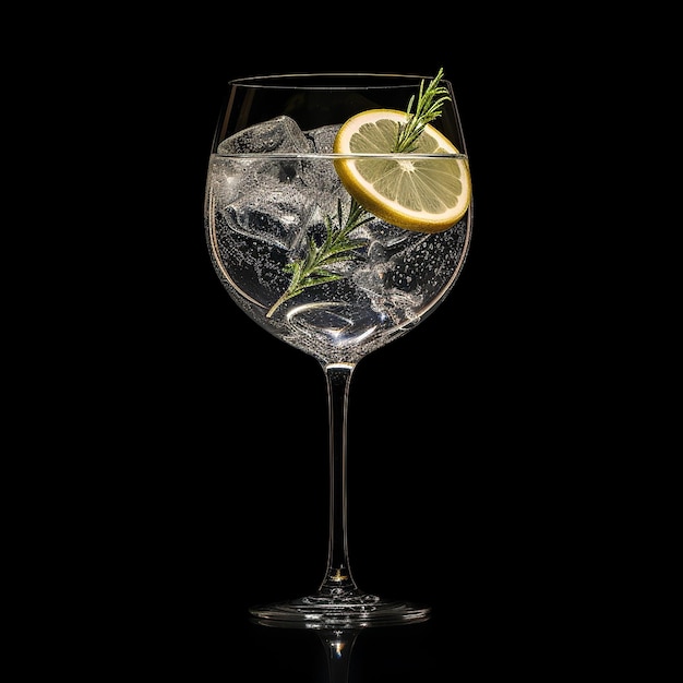 Photo gin glass dark black background