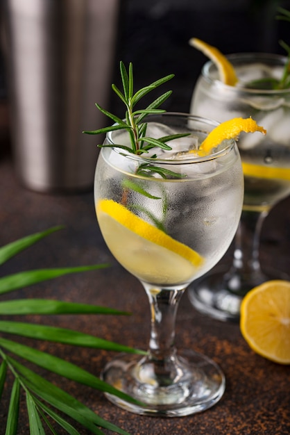 Gin tonic cocktail met citroen