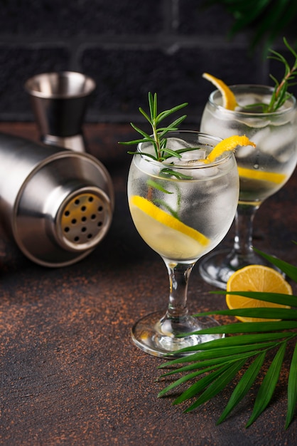 Gin tonic cocktail met citroen