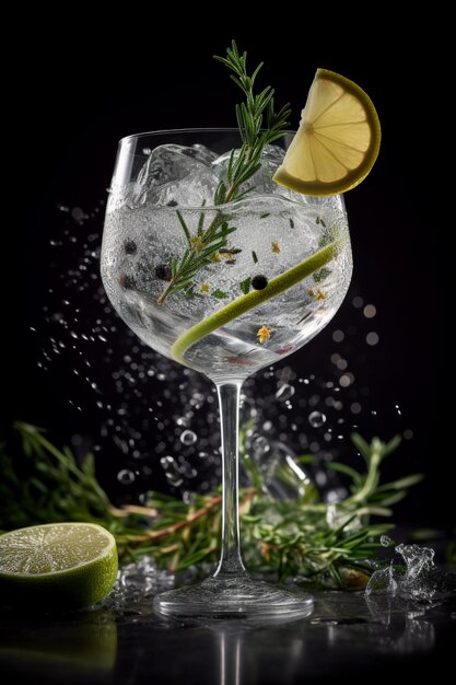 gin tonic cocktailglas citroen
