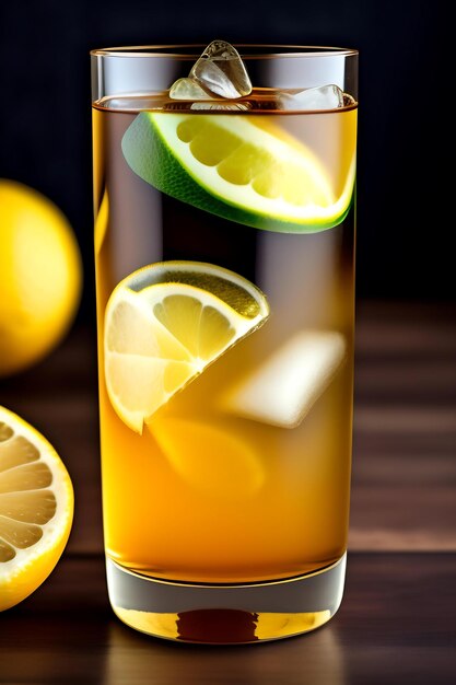 Ginger ale with ice and lemon