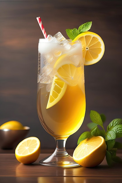 Ginger Ale with ice and lemon