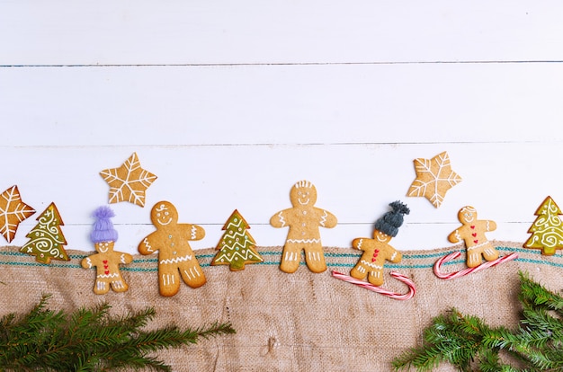 Ginger biscuits on wooden background