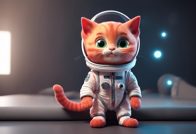 スペーススーツを着た猫 赤い猫 宇宙飛行士 ファンタジー絵画