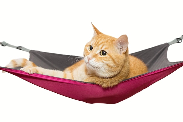 Ginger Cat ligt comfortabel in een hangmat