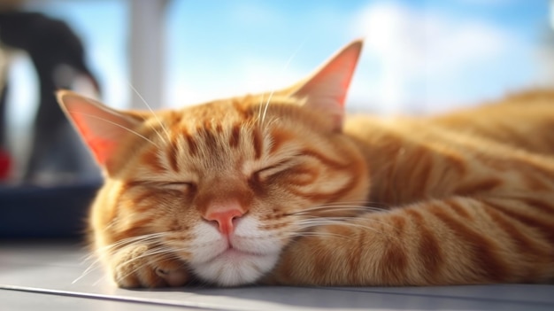 Ginger cat sleeping