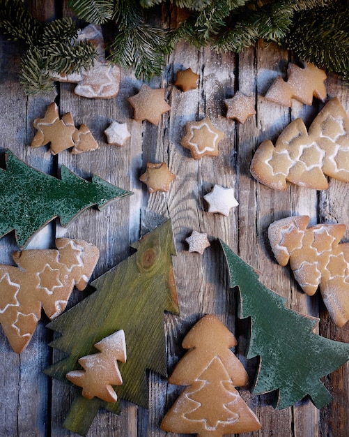 Ginger cookies in the shape of a Christmas tree