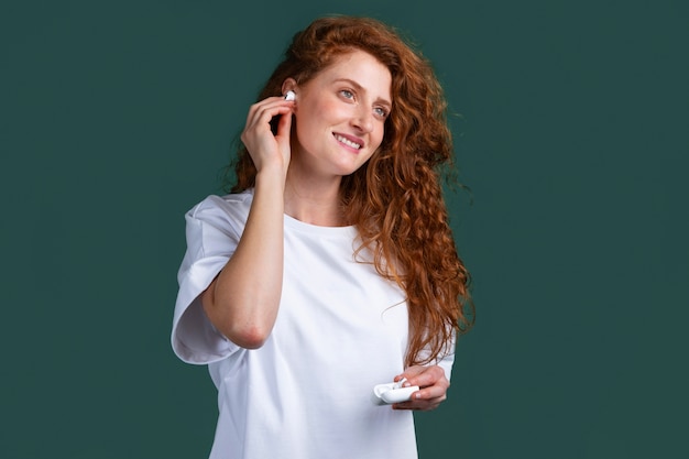 Ginger head woman with colorful outfit