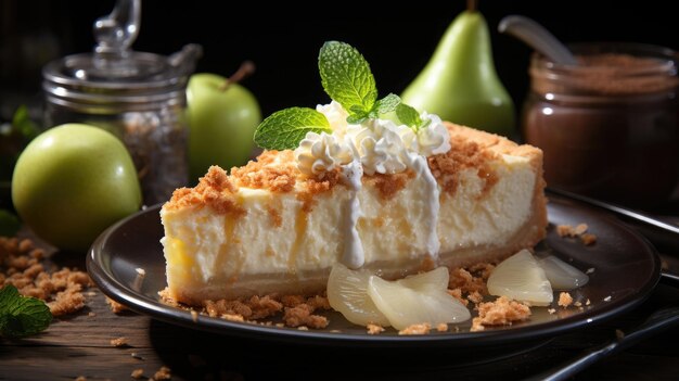 ginger pear cheesecake professional photography Generative Ai
