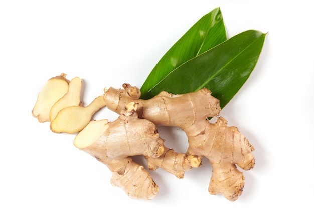 Ginger root. Ginger tea and ingredients. Top view. Flat lay. freshly from home growth organic garden. Food concept.