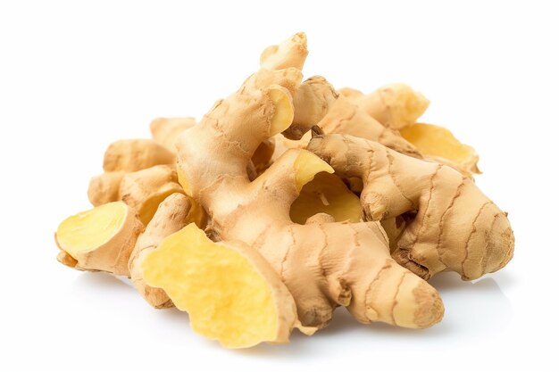 A ginger root is on a white background