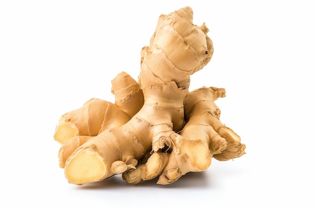 A ginger root is on a white background