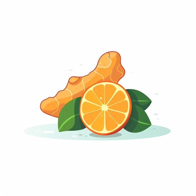 生姜の根と白地にオレンジ