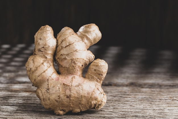 Ginger root on the table space for text