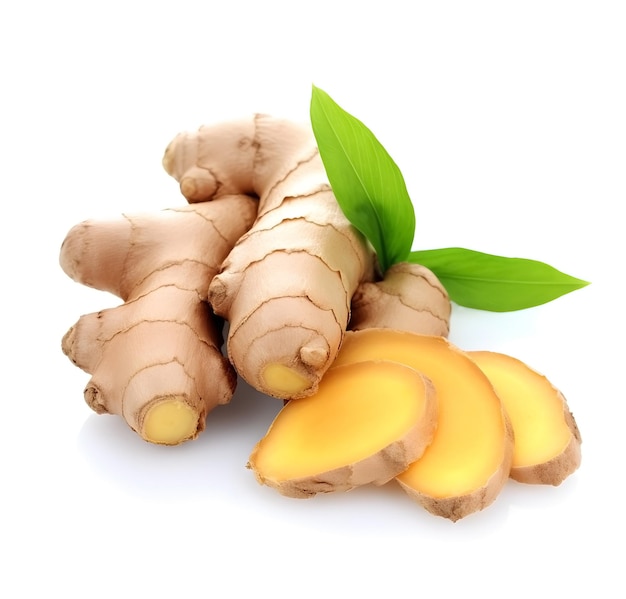 Ginger root with leaves