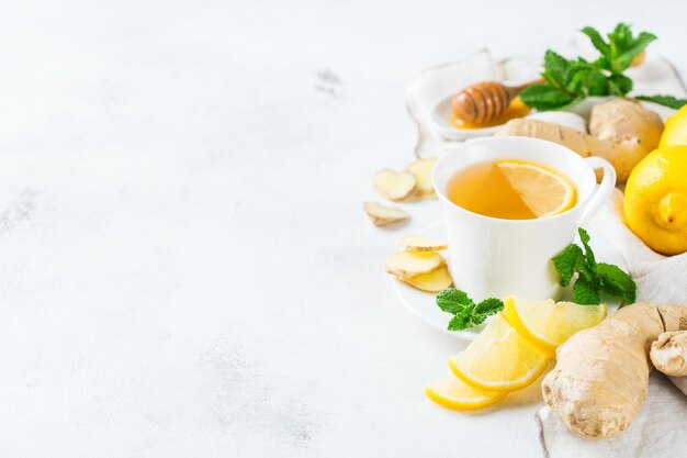 Ginger tea in a cup for flu cold winter days