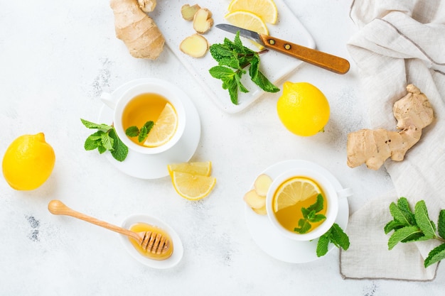 Ginger tea in a cup for flu cold winter days