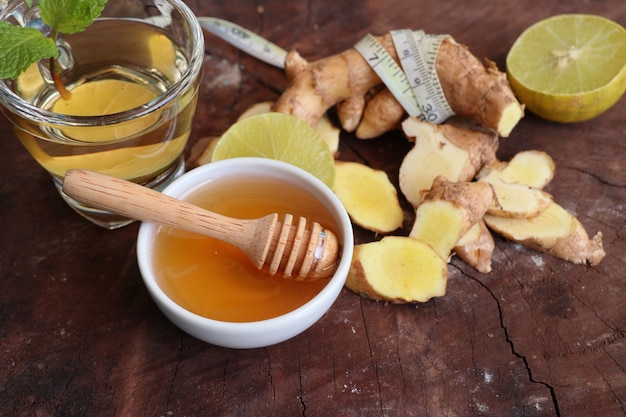 Ginger tea with honey lemon