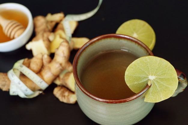 Ginger tea with honey lemon