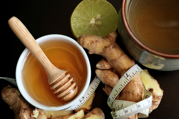 Ginger tea with honey lemon